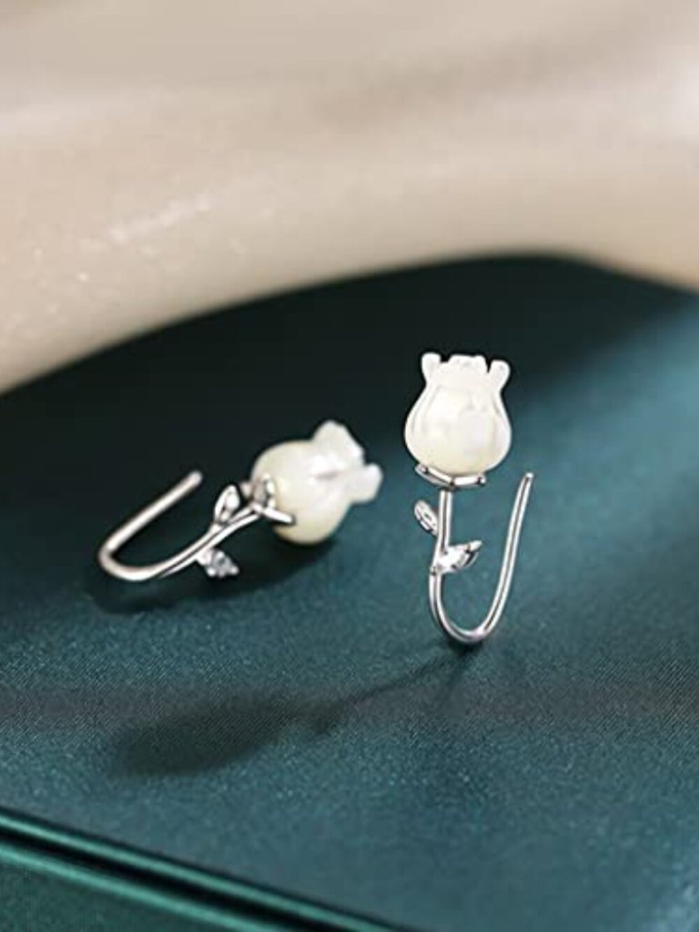 Solid 925 Sterling Silver‎ Flower Crawler Cuff Earrings Wraps for Women Teens